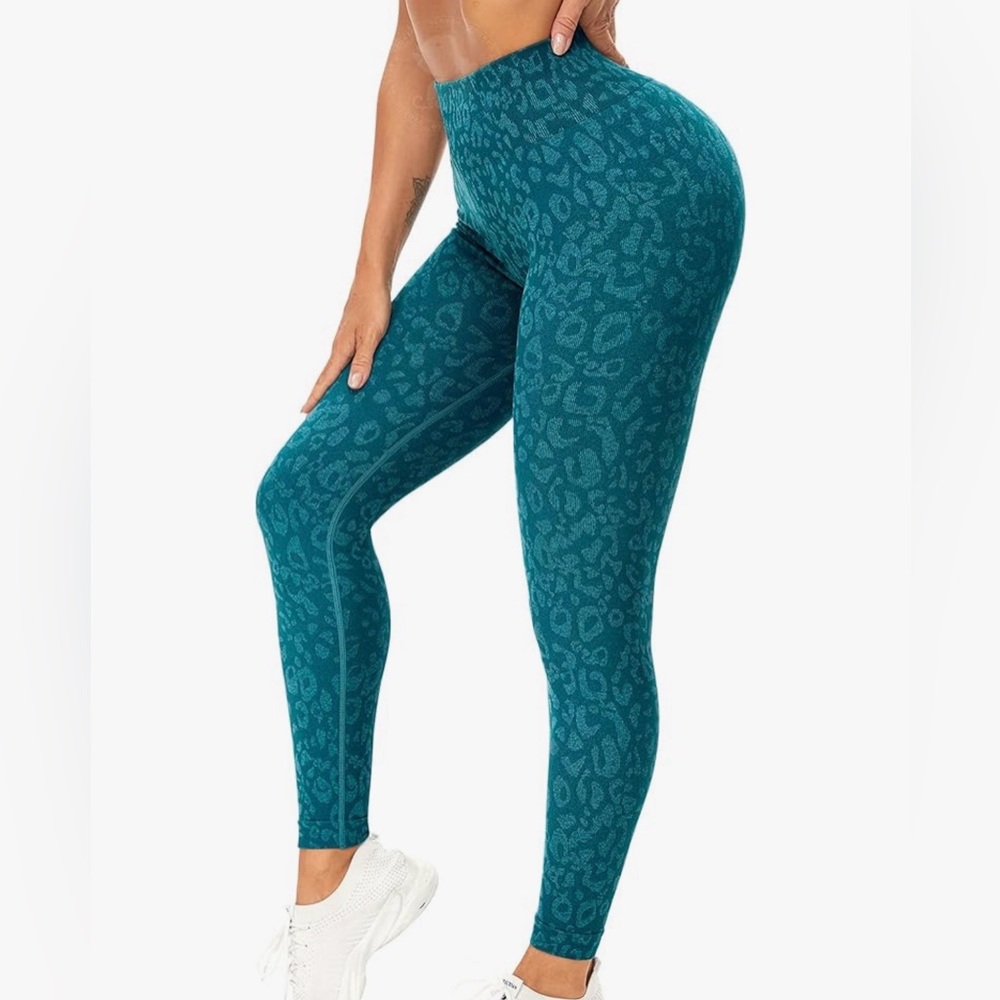 Teal Leopard Print Leggings